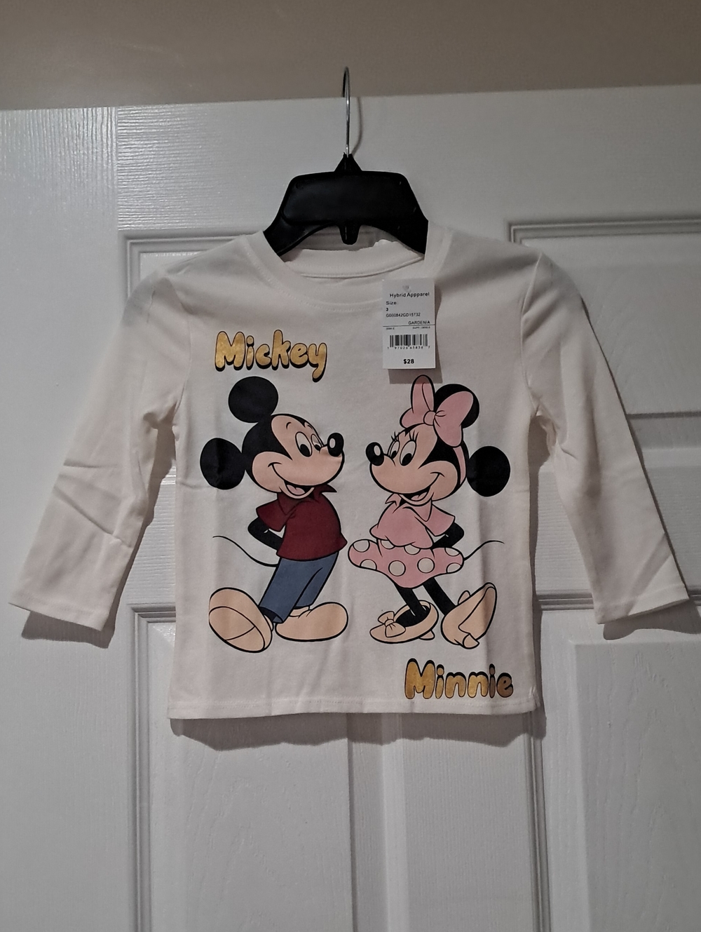 Hybrid Apparel Cream Mickey & Minnie Long-Sleeve Tee
